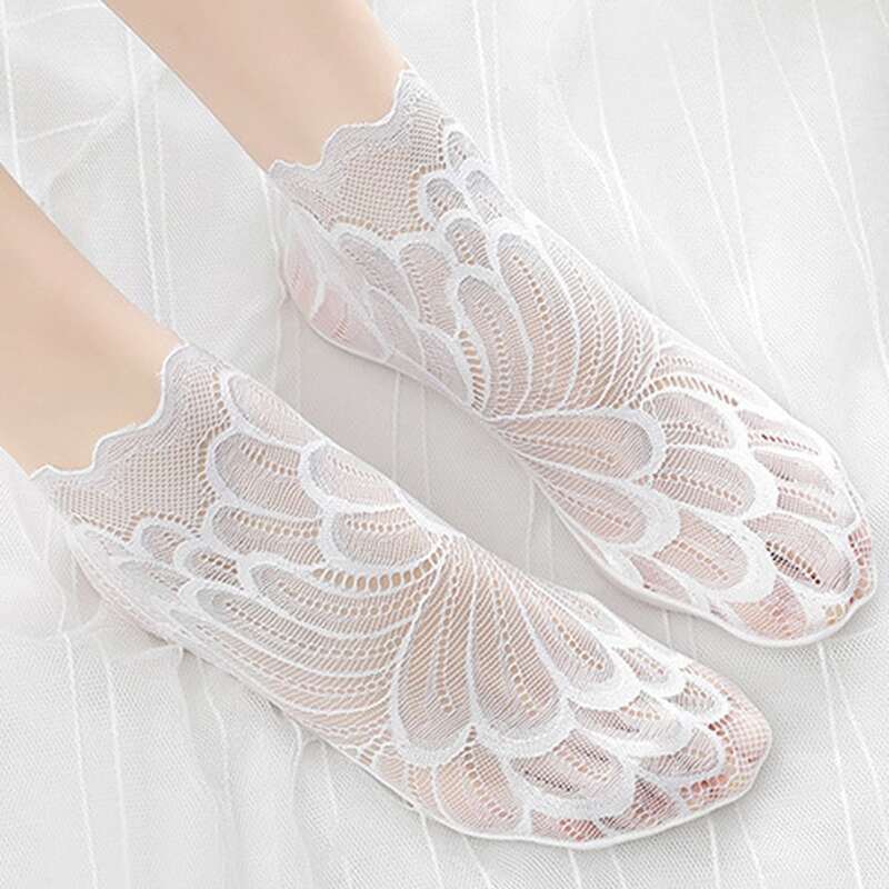 

Hollow Out Ankle Socks, White