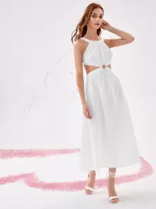 Vestido con abertura de espalda abierta - Blanco - Ver 1