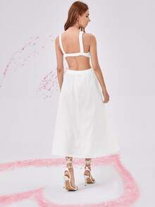 Vestido con abertura de espalda abierta - Blanco - Ver 2