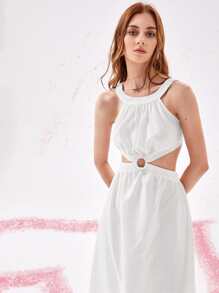 Vestido con abertura de espalda abierta - Blanco - Ver 5