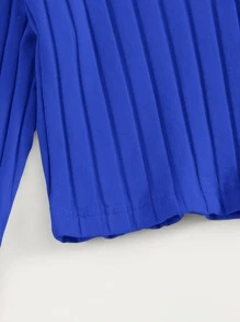 Muchica V Neck Button Front Ribbed Top - Royal Blue - View 3