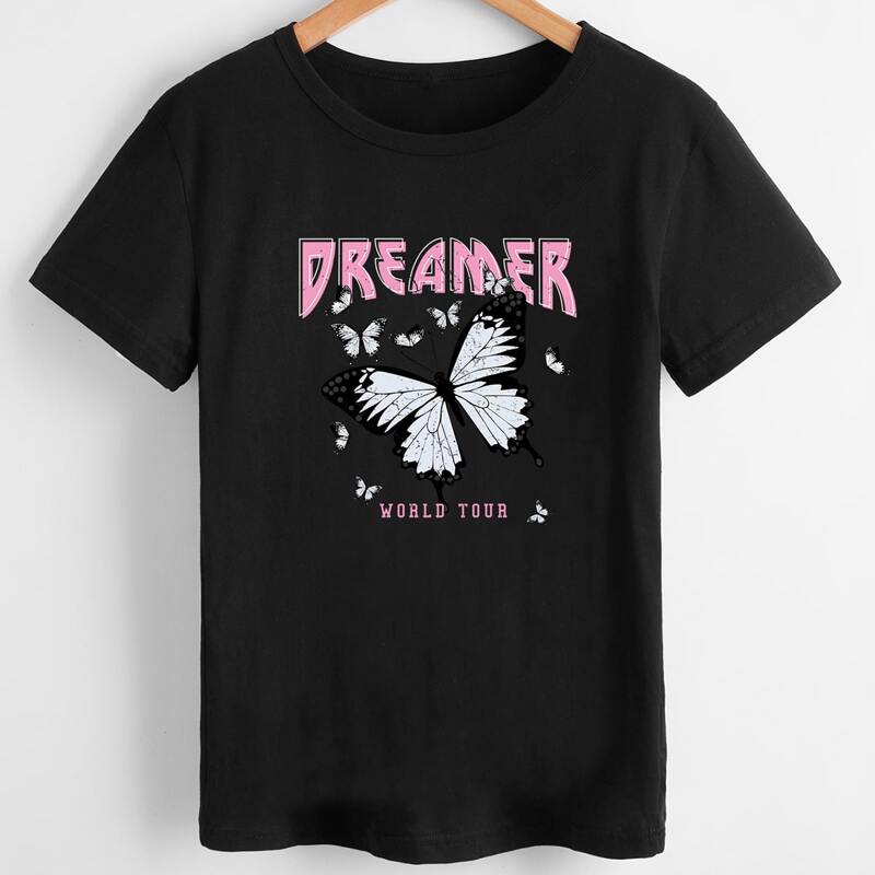 

Letter Butterfly Graphic Tee, Black