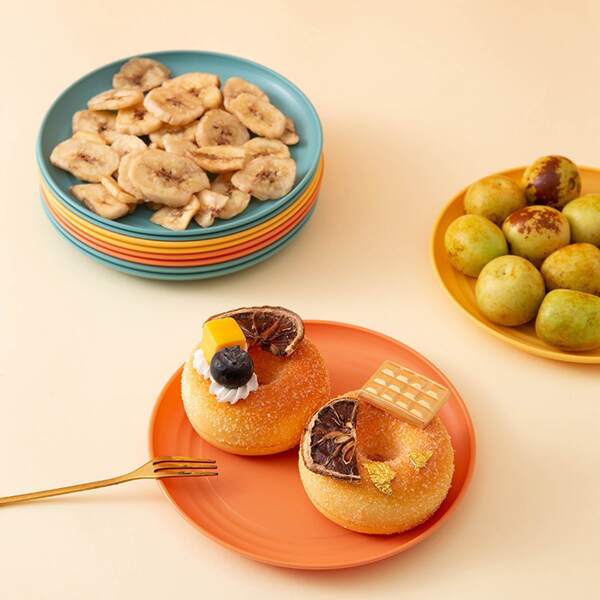 

4pcs Random Color Round Plate, Multicolor
