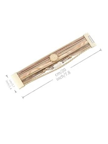 Rhinestone Detail Layered Bracelet - Khaki - View 4