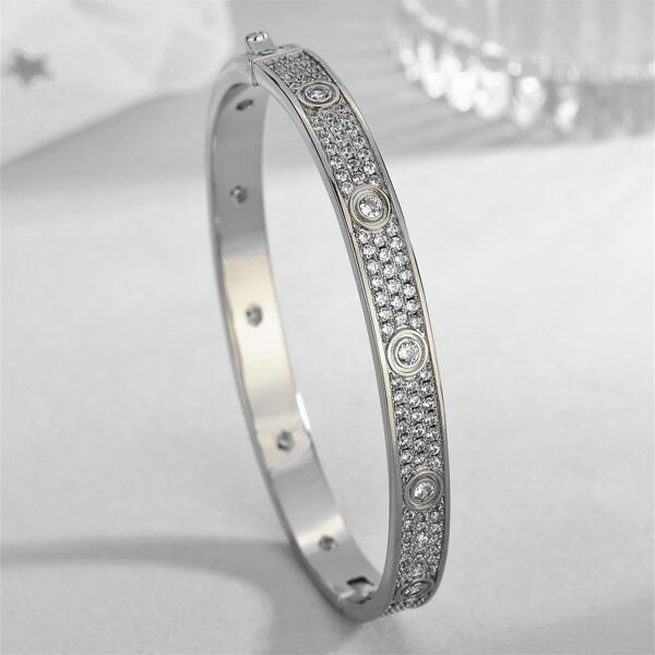 

Zircon Decor Bangle, Silver