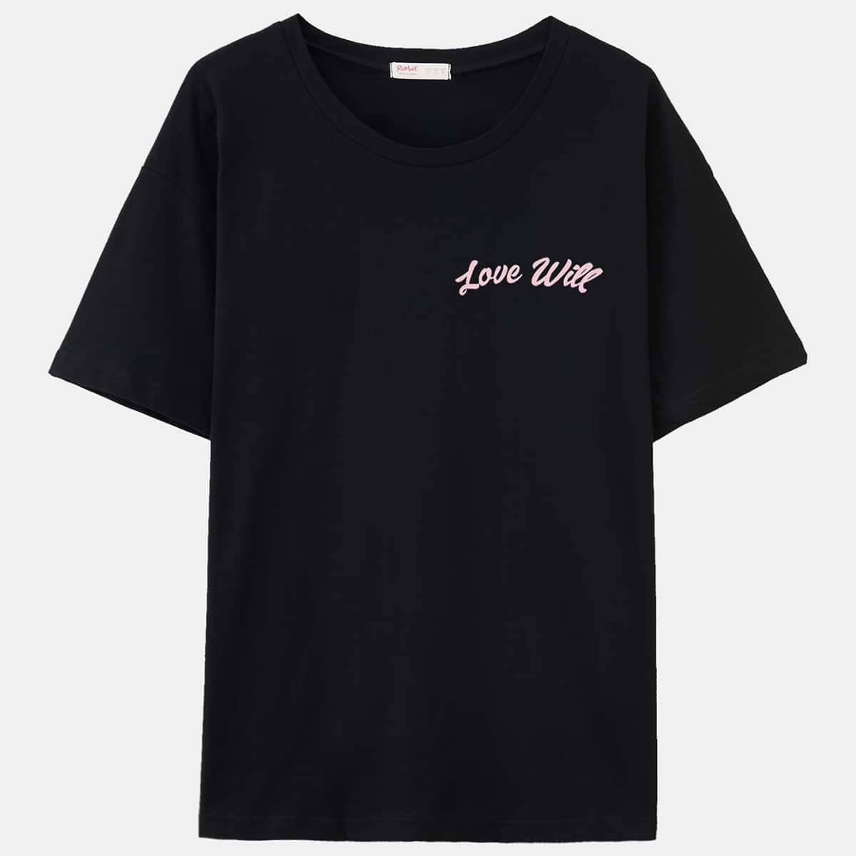 

Letter Skull Graphic Oversized Tee, Black