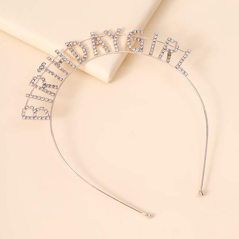 

Rhinestone Birthday Letter Decor Headband, Rose gold