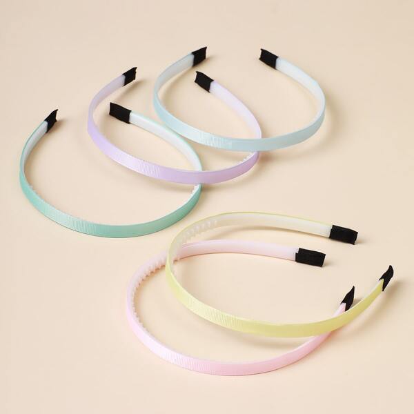 

5pcs Minimalist Solid Headband, Multicolor