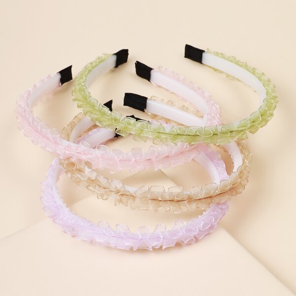 

4pcs Solid Ruched Headband, Multicolor