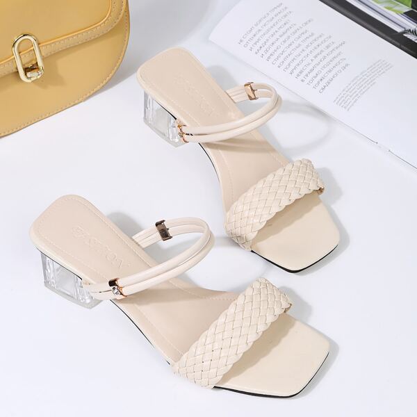 

Minimalist Braided Design Sandal Mules, Beige