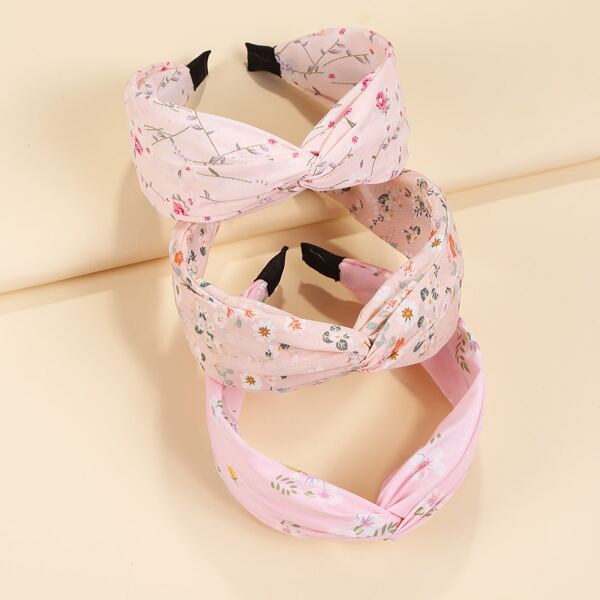 

3pcs Flower Print Headband, Multicolor