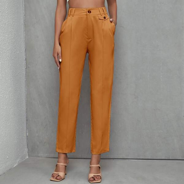 

High Waist Pocket Side Pants, Ginger