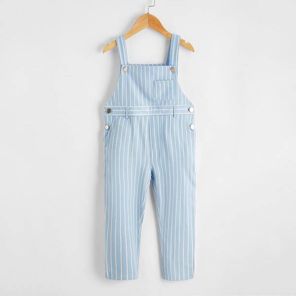 

Toddler Girls Striped Overall, Blue