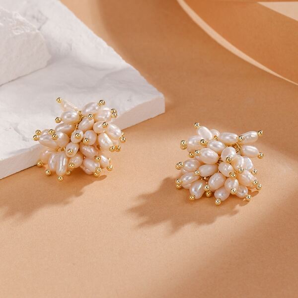 

Pearl Decor Earrings, Gold