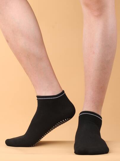 1pair Ladies' Anti-slip Yoga Socks With Gel Dots, Ankle Length