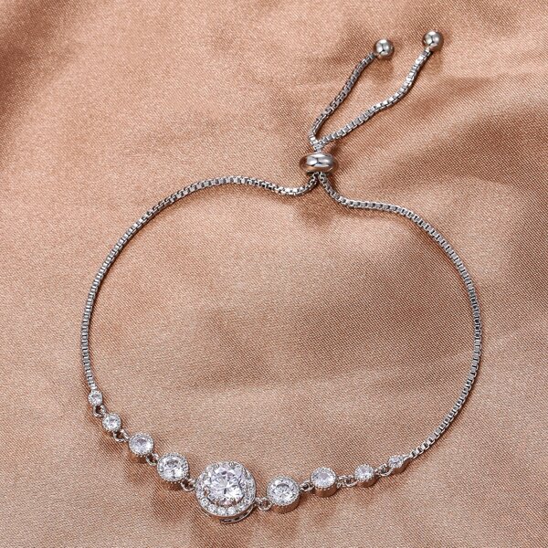 

Zircon Decor Bracelet, Silver