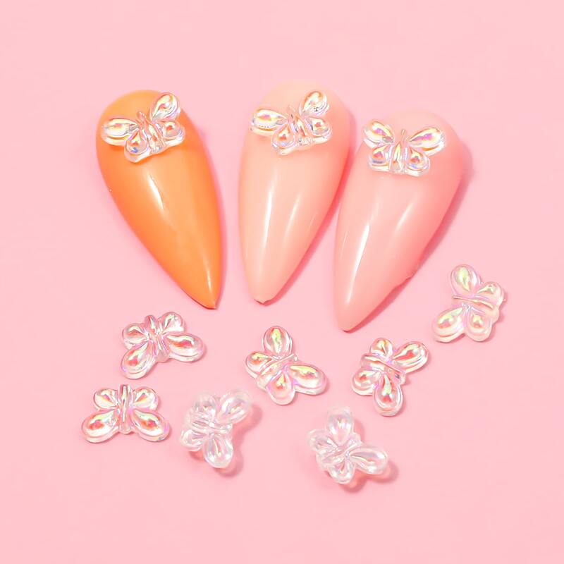 10pcs Butterfly Nail Art Decoration, Clear