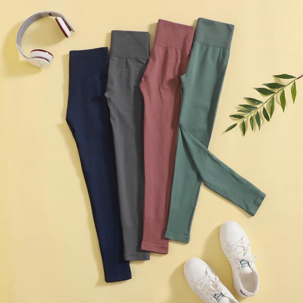 

4pcs Seamless Breathable Sports Leggings, Multicolor