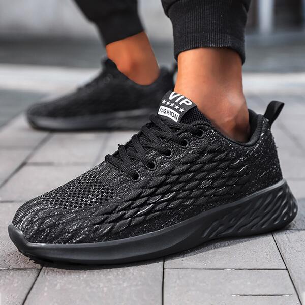 

Men Letter Graphic Lace Up Front Sneakers, Black