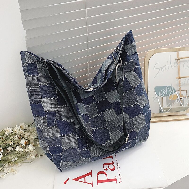

Patchwork Tote Bag, Blue