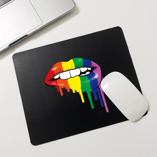 

LGBT Rainbow Striped Mouth Print Mouse Pad, Multicolor