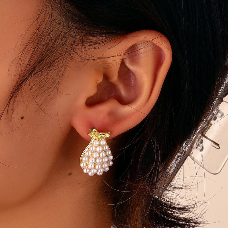 

Faux Pearl Stud Earrings, Gold