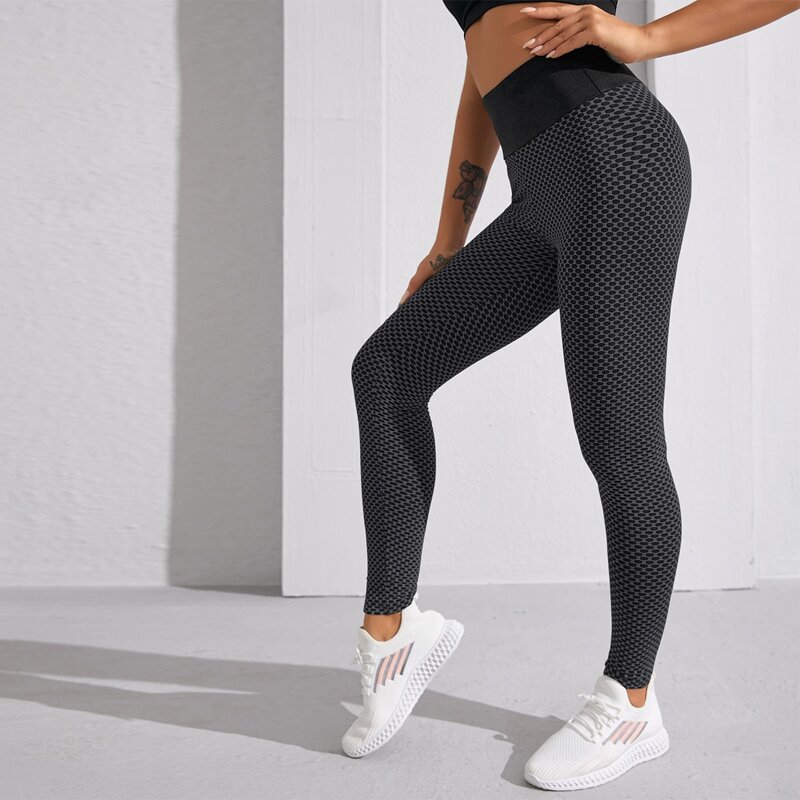 

Wide Waistband Honeycomb Textured Sports Leggings, Dark grey