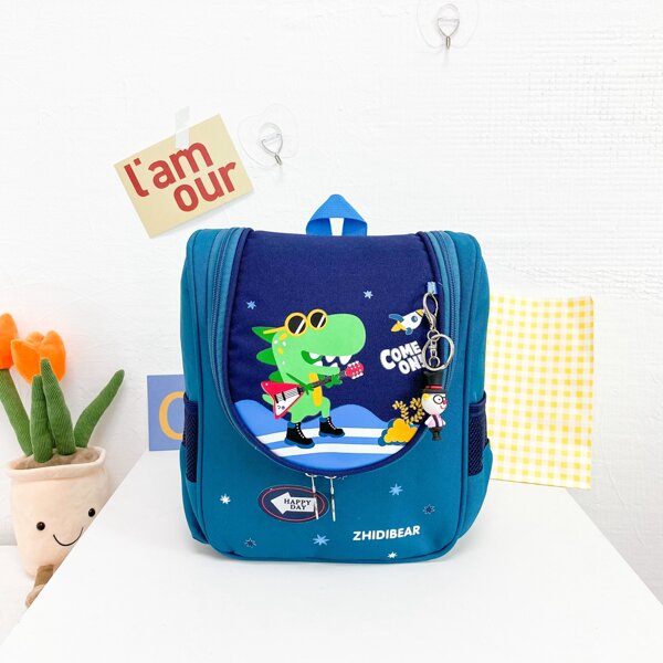 

Kids Cartoon Graphic Flap Backpack, Blue