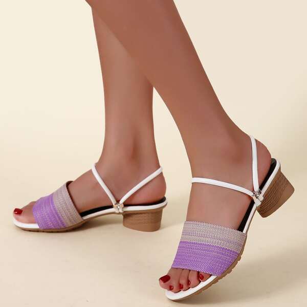

Knit Panel Two Way Wear Sandals, Purple