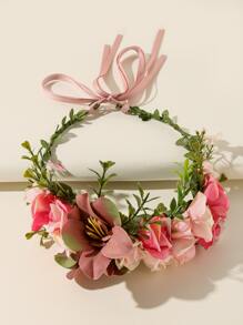 Guirnalda de flores con hoja - Rosa - Ver 1