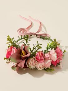 Guirnalda de flores con hoja - Rosa - Ver 2