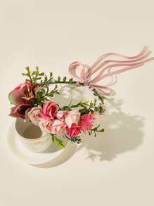 Guirnalda de flores con hoja - Rosa - Ver 4