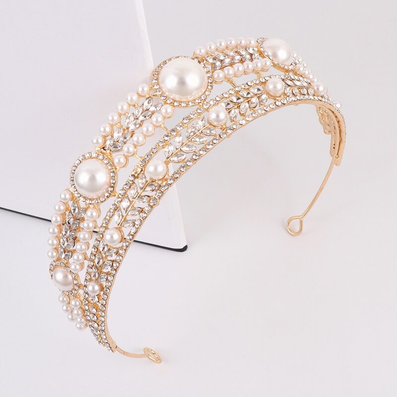 

Faux Pearl & Rhinestone Decor Headband, Gold