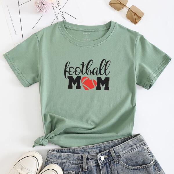 

Letter Graphic Short Sleeve Tee, Mint green