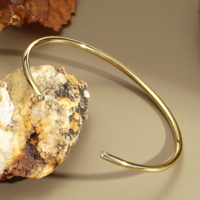 Cubic Zirconia Decor Cuff Bangle