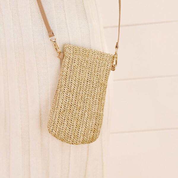 

Straw Phone Bag, Khaki