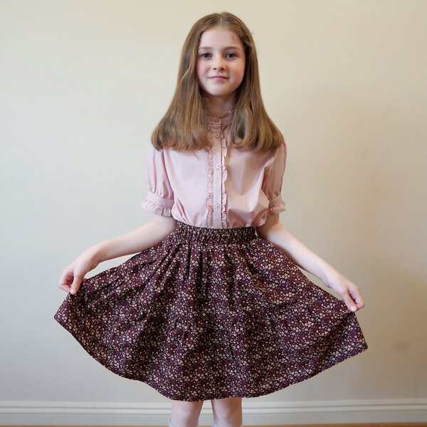 

Girls Ditsy Floral Flare Skirt, Burgundy