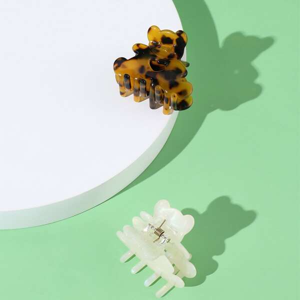 

2pcs Bear Design Hair Claw, Multicolor