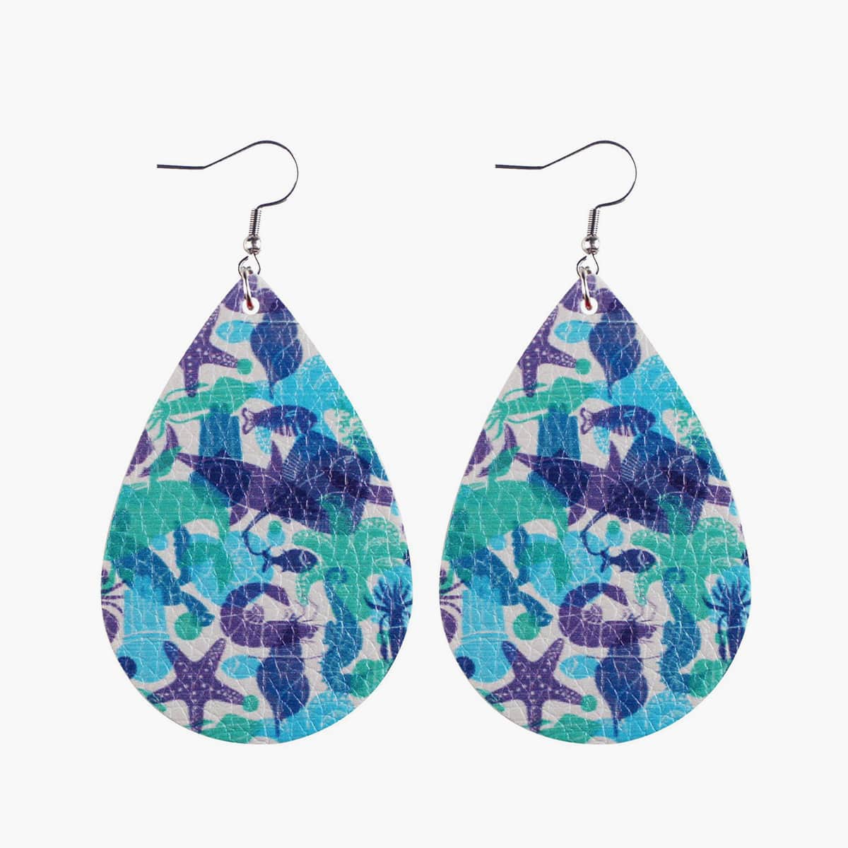 

Marine Animal Print Water-drop Earrings, Blue