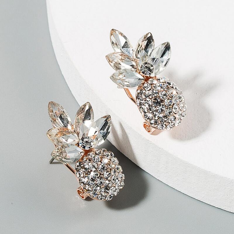 

Rhinestone Decor Pineapple Stud Earrings, White