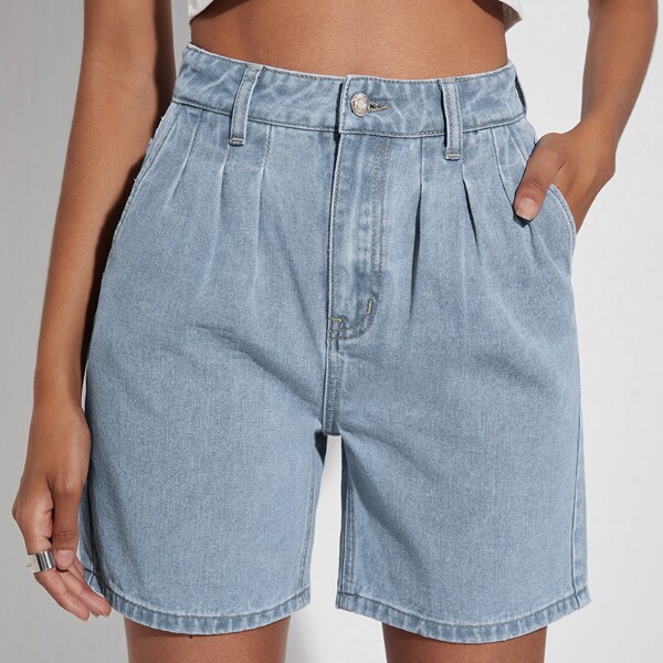 

High Waist Denim Shorts, Light wash