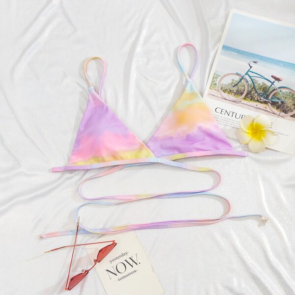 

Tie Dye Wrap Bikini Top, Multicolor