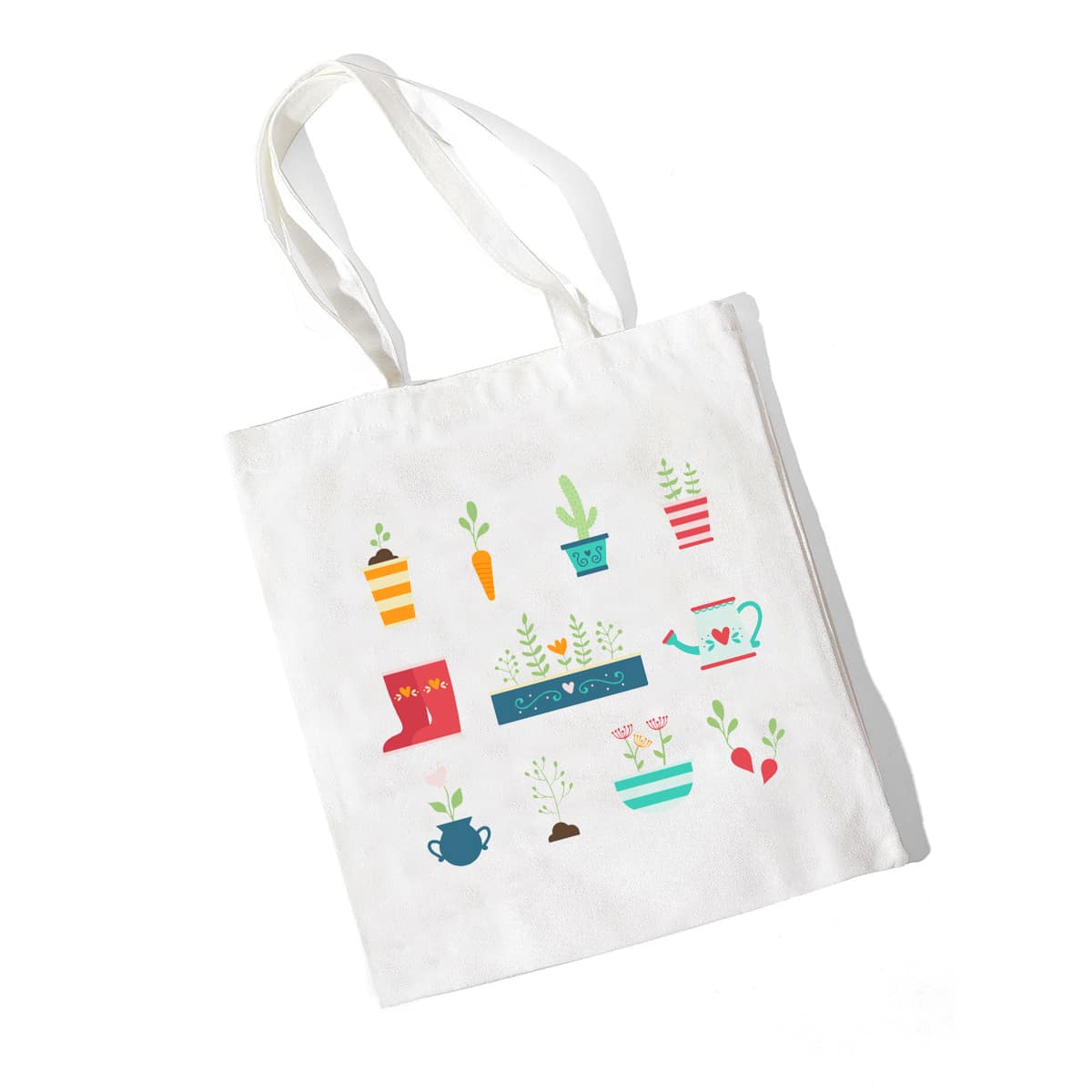 

Plants Print Shopper Bag, White