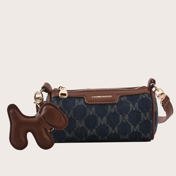 

Letter Graphic Baguette Bag, Blue