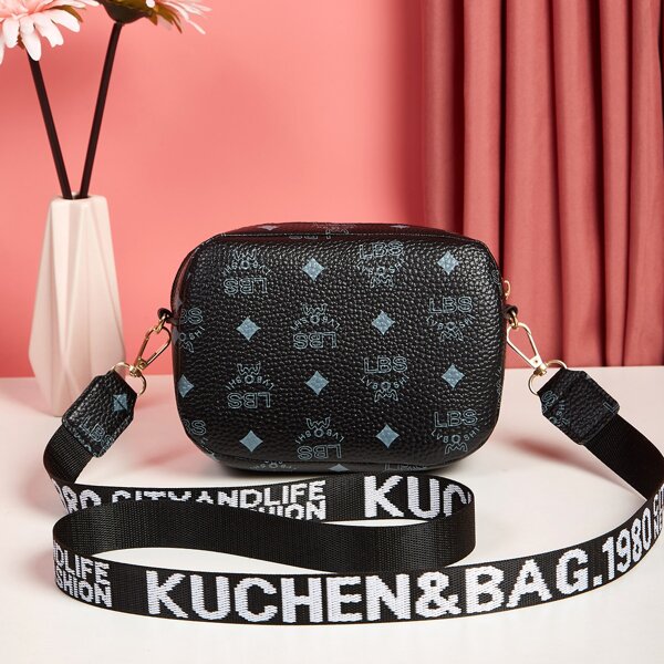 

Letter Graphic Crossbody Bag, Black