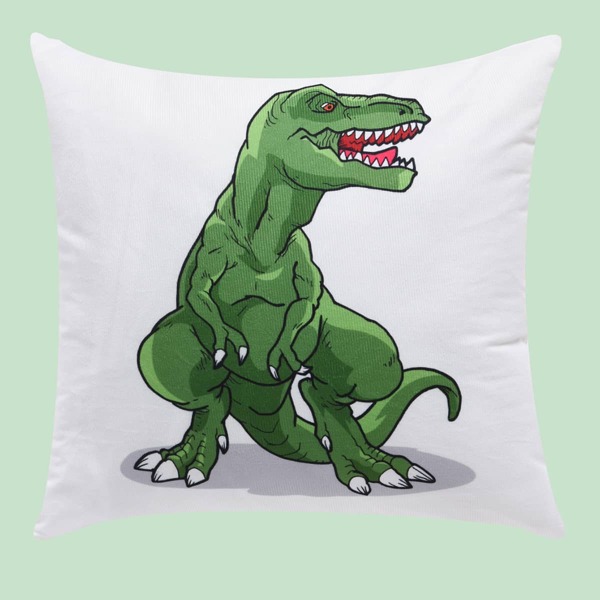 

Kids Dinosaur Print Cushion Cover Without Filler, White