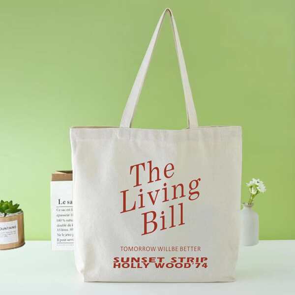 

Letter Graphic Shopper Bag, Beige