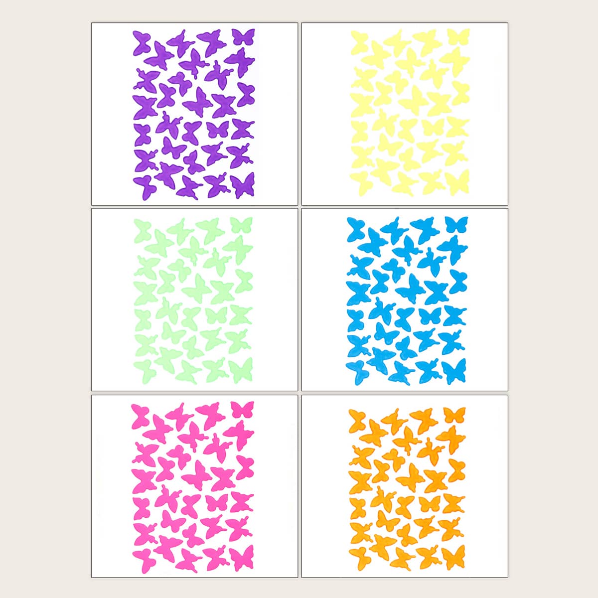 

6sheets Mix Color Butterfly Pattern Nail Sticker, Multicolor