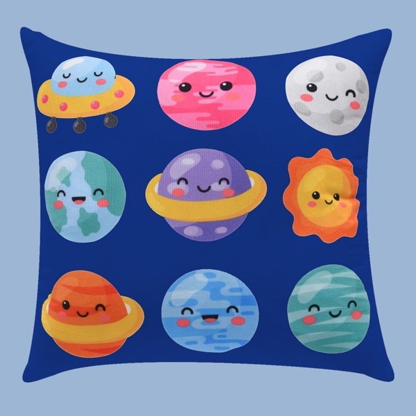 

Kids Planet Print Cushion Cover Without Filler, Multicolor