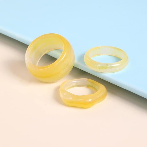 

3pcs Simple Resin Ring, Yellow